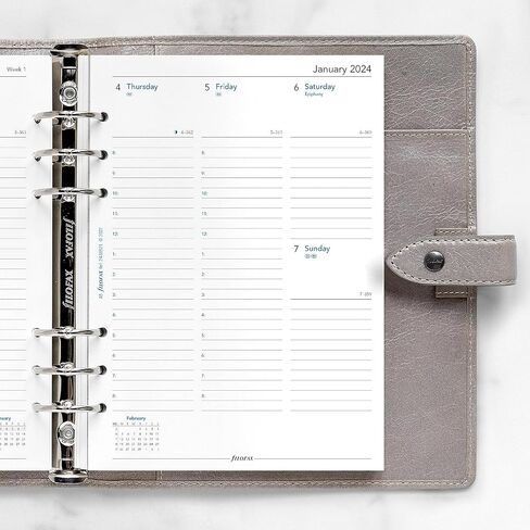 Filofax Calendar Diary Refill, A5 Size, Week-to-View with Appointments, Vertical, Multi-Fit, White Paper, English, 2024 (C68521M-24) in Saudi Arabia