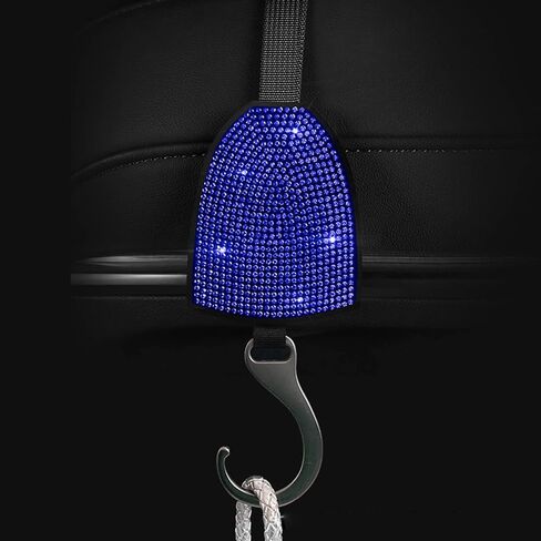 Pinbola 2pcs/Pack Shining Bling Car Back Seat Hidden Hook Headrest Hanger Luster Crystal Diamond Car Decor Accessories for Women Universal Fit (Black) in Saudi Arabia