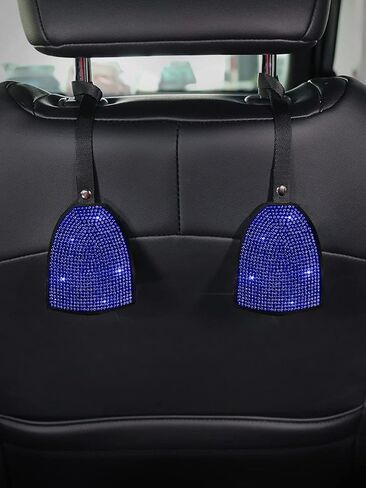 Pinbola 2pcs/Pack Shining Bling Car Back Seat Hidden Hook Headrest Hanger Luster Crystal Diamond Car Decor Accessories for Women Universal Fit (Black) in Saudi Arabia