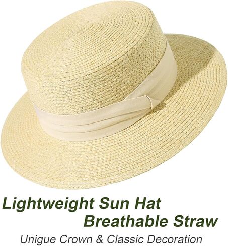 Lanzom النساء الرجال واسعة حافة الرافية قبعة من القش قبعة فيدورا الصيف الشاطئ قبعة الشمس قبعة القش للنساء in Kuwait