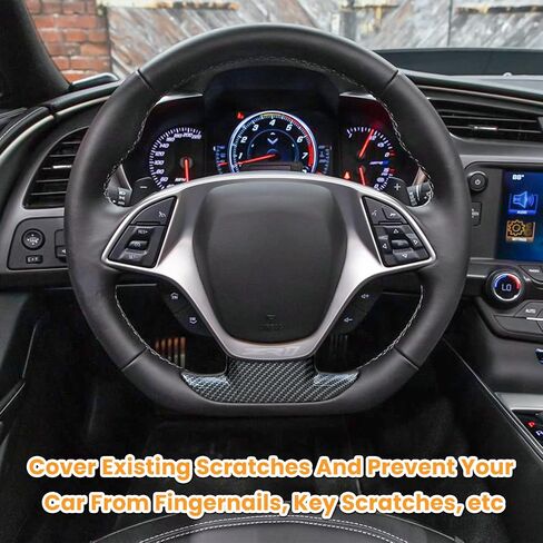 غطاء عجلة القيادة من ألياف الكربون غطاء قولبة لسيارة شيفروليه كورفيت C7 Z06 Z51 ZR1 Stingray Grand Sport 2014 2015 2016 2017 2018 2019 ملحقات داخلية صغيرة واحدة (أسود) in Kuwait