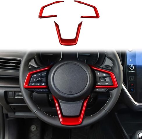 زخارف غطاء عجلة القيادة لـ 2018-2024 Subaru Crosstrek Outback Legacy Accessories أغطية إطار لوحة عجلة القيادة لـ 2017-2024 Subaru Impreza /2018-2023 Forester Ascent (أحمر) in Saudi Arabia