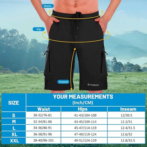 TOMSHOO Mountain Bike Shorts, MTB Cycling Riding Biker Casual Shorts with Zipper Pockets, Quick-Drying Breathable Material in Saudi Arabia