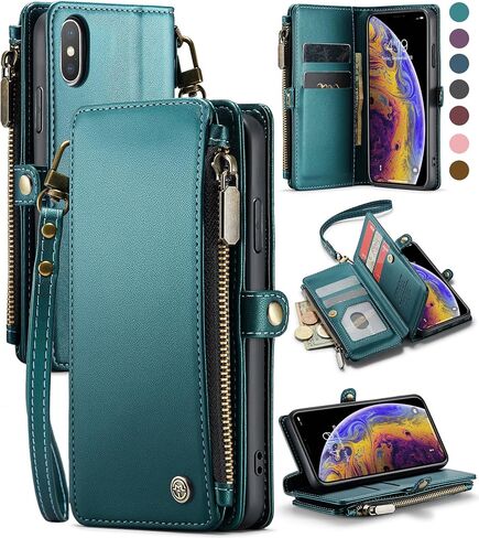 Defencase for iPhone Xs/X Wallet Case with RFID Block Card Holder, Purple in Saudi Arabia