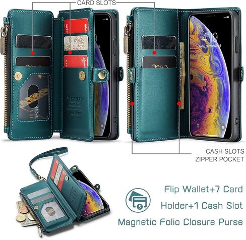 Defencase for iPhone Xs/X Wallet Case with RFID Block Card Holder, Purple in Saudi Arabia