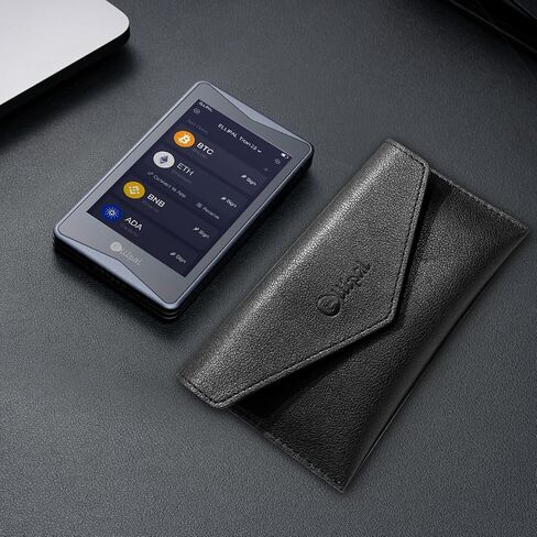 ELLIPAL Crypto Hardware Wallet Case Titan, Black PU Leather Anti-Scratch, Anti-Drop Protection, and Anti-Slip Design in Saudi Arabia