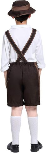 Oktoberfest Costume Bavarian Toddler Kids Uniform Lederhosen Shorts with Shirt and Hat in Kuwait