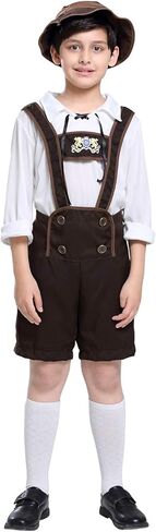 Oktoberfest Costume Bavarian Toddler Kids Uniform Lederhosen Shorts with Shirt and Hat in Kuwait