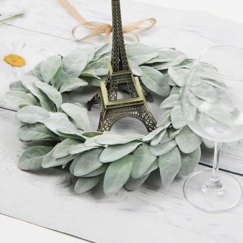 شاكوس إكليل أذن من الحمل الاصطناعي مقاس 13 بوصة إكليل مزرعة صغير أخضر لديكور المنزل والزفاف in Kuwait