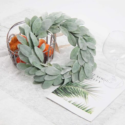 شاكوس إكليل أذن من الحمل الاصطناعي مقاس 13 بوصة إكليل مزرعة صغير أخضر لديكور المنزل والزفاف in Kuwait