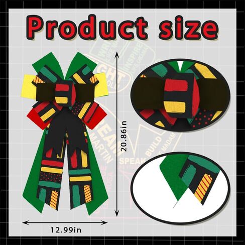 Hying Large Juneteenth Wreath for Front Door, Black History Juneteenth Door Wreath Bow, African American Heritage Door Wreaths for Juneteenth Party Supplies Indoor Outdoor Tree Topper Hanging Ornament in Saudi Arabia