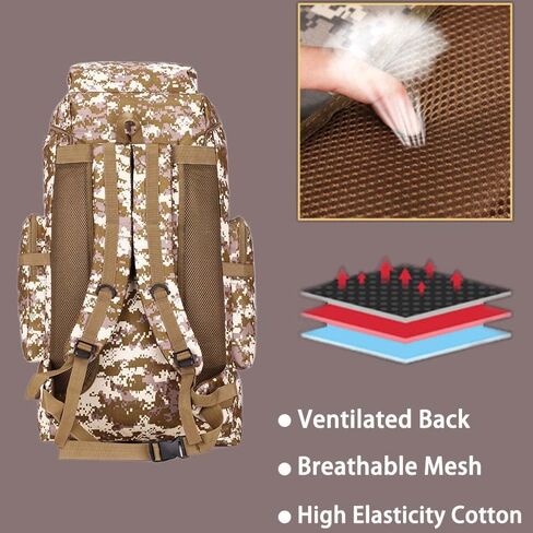 YFREAL 80L Hiking Camping Backpack,Hunting Backpack for Outdoor,Large Pack Waterproof,Tactical Backpack for Men Women in Kuwait