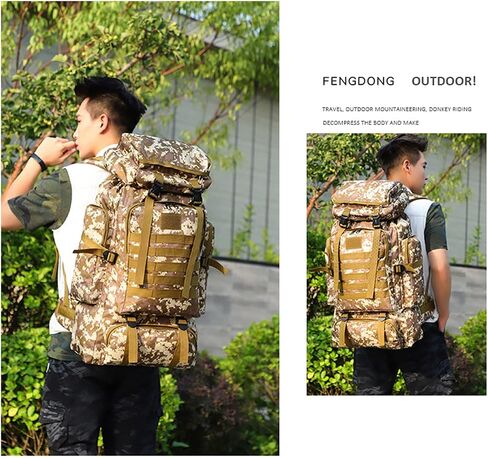 YFREAL 80L Hiking Camping Backpack,Hunting Backpack for Outdoor,Large Pack Waterproof,Tactical Backpack for Men Women in Kuwait