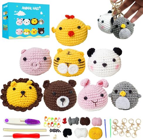 siopal Crochet Kit for Beginners, 8PCS Crochet Animal Kit for Beginners with Step-by-Step Video Tutorial Learn to Crochet Kits for Adults Kids Beginner in Saudi Arabia