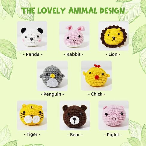 siopal Crochet Kit for Beginners, 8PCS Crochet Animal Kit for Beginners with Step-by-Step Video Tutorial Learn to Crochet Kits for Adults Kids Beginner in Saudi Arabia