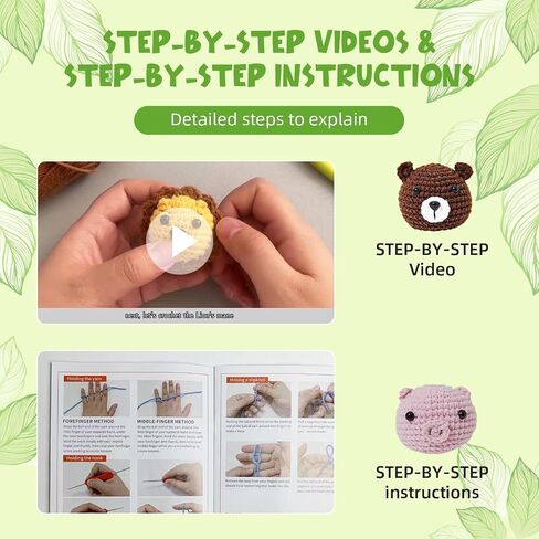 siopal Crochet Kit for Beginners, 8PCS Crochet Animal Kit for Beginners with Step-by-Step Video Tutorial Learn to Crochet Kits for Adults Kids Beginner in Saudi Arabia