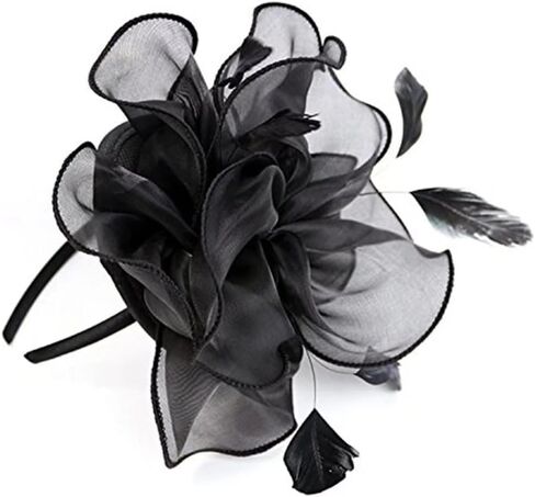 Women's Sinamay Feather Fascinator Flower Kentucky Derby Party Headdress Hat in Saudi Arabia