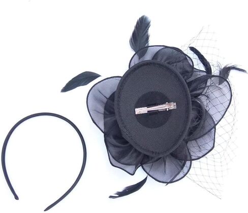 Women's Sinamay Feather Fascinator Flower Kentucky Derby Party Headdress Hat in Saudi Arabia