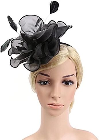 Women's Sinamay Feather Fascinator Flower Kentucky Derby Party Headdress Hat in Saudi Arabia