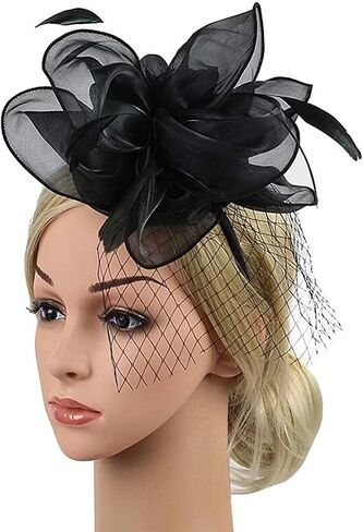 Women's Sinamay Feather Fascinator Flower Kentucky Derby Party Headdress Hat in Saudi Arabia