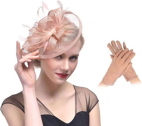 Women's Sinamay Feather Fascinator Flower Kentucky Derby Party Headdress Hat in Saudi Arabia