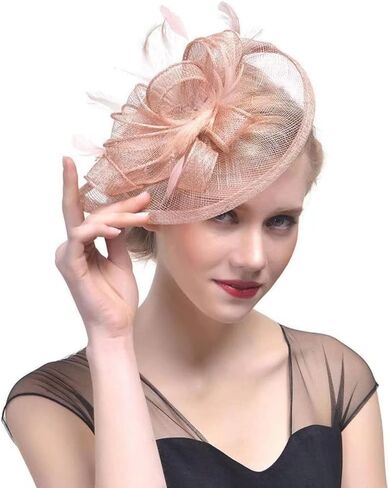 Women's Sinamay Feather Fascinator Flower Kentucky Derby Party Headdress Hat in Saudi Arabia