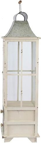 A & B Home 36.5 in and 20.5 in H Ivory/Silver Fir Wood and Metal Evelyn Enclosed Lantern (Set of 2) w/Handle and Drawers, Home Accent Decor in Saudi Arabia