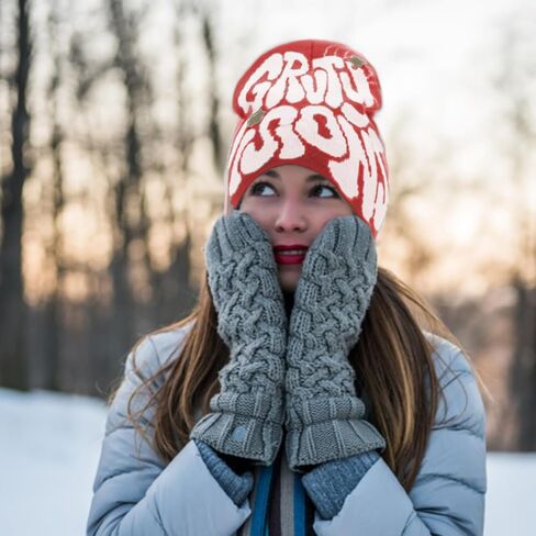 Y2K Beanie with Letter Print - 2 Pieces Knitted Grunge Style Winter Hats for Warmth Valentine's Gifts for Women Men in Saudi Arabia