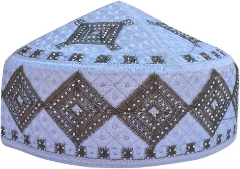 قبعة صلاة للرجال الكوفيين المسلمين للجنسين باللون الأبيض مرصعة بالأحجار في الهواء الطلق أغطية رأس للعيد مصنوعة يدويًا من الكوفيس نماز in Kuwait