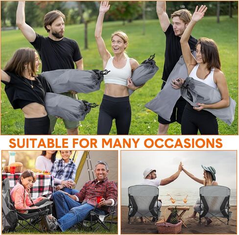 6 Pcs Portable Folding Beach Chair for Adults Lightweight Sand Chair Mesh Back Camping Chair Low Seat Lawn Chair with Cup Holder & Carry Bag for Outdoor Sand Lawn Travel Picnic Festival Concert in Saudi Arabia