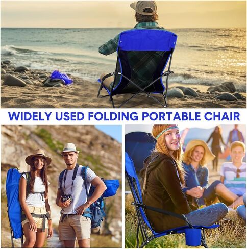 6 Pcs Portable Folding Beach Chair for Adults Lightweight Sand Chair Mesh Back Camping Chair Low Seat Lawn Chair with Cup Holder & Carry Bag for Outdoor Sand Lawn Travel Picnic Festival Concert in Saudi Arabia