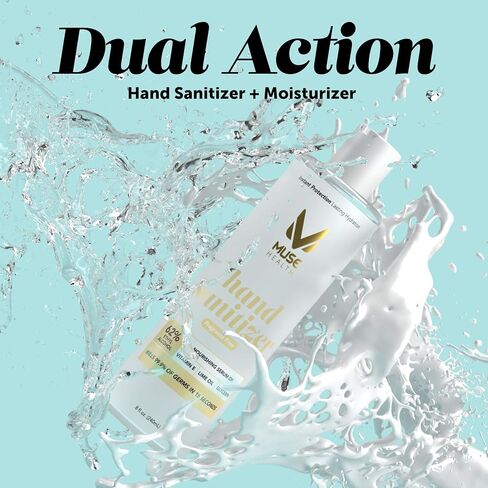 Muse Health Fragrance Free Hand Sanitizer - 62% Alcohol - Contains Moisturizing Vitamin E and Essential Oil - Kills 99.9% of germs in 15 seconds, 8 oz (Pack of 1) in Saudi Arabia