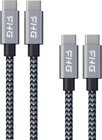 FHG 3.3FT USB 3.0 to USB C Cable 2Pack, High-Speed Transfer of 1GB in 2sec, 3A Fast Charging from 20% to 80% in 35mins, Sturdy Nylon Braided USB Data Cable, Compatible for iPhone 15/Galaxy/Mac/Win in Saudi Arabia