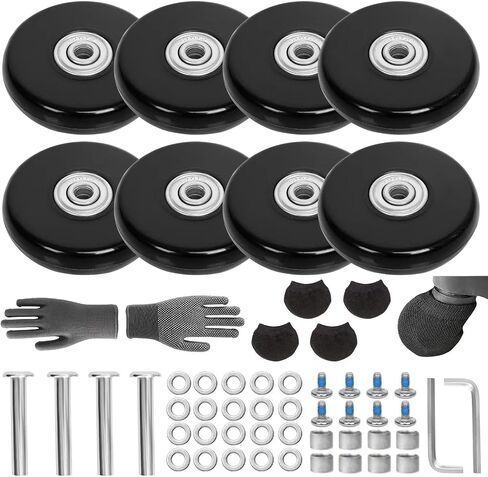 50mm x 14mm Luggage Replacement Wheels Set 8Pcs Rubber Swivel Caster Wheels with 4Pcs Wheels Cover Socks 50mm Axles and Repair Kit for Luggage Bags Trolley Case in Saudi Arabia