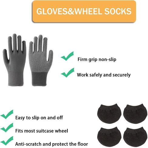 50mm x 14mm Luggage Replacement Wheels Set 8Pcs Rubber Swivel Caster Wheels with 4Pcs Wheels Cover Socks 50mm Axles and Repair Kit for Luggage Bags Trolley Case in Saudi Arabia