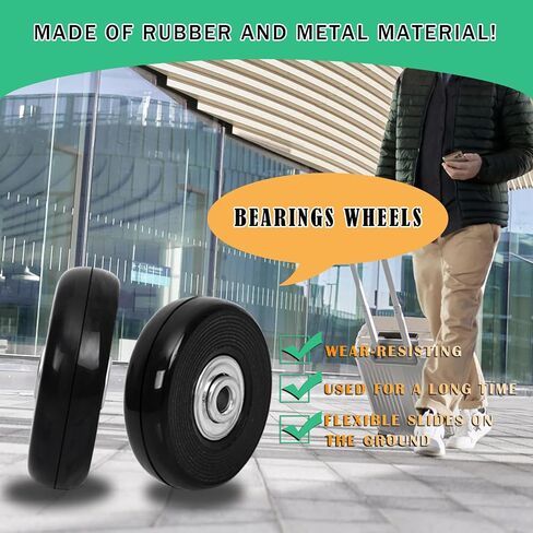 50mm x 14mm Luggage Replacement Wheels Set 8Pcs Rubber Swivel Caster Wheels with 4Pcs Wheels Cover Socks 50mm Axles and Repair Kit for Luggage Bags Trolley Case in Saudi Arabia