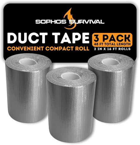 Compact Kit Size Mini Duct Tape [2 in x 16 ft, Silver] for Outdoors, Emergency Preparedness, Gear Repair, Survival Kits, First Aid, Travel, Backpacking, Vehicle, Pocket Size, Small Roll in Saudi Arabia