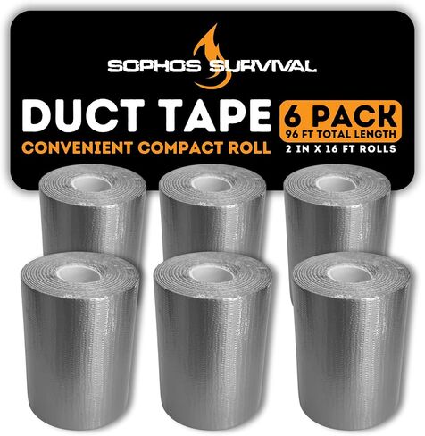 Compact Kit Size Mini Duct Tape [2 in x 16 ft, Silver] for Outdoors, Emergency Preparedness, Gear Repair, Survival Kits, First Aid, Travel, Backpacking, Vehicle, Pocket Size, Small Roll in Saudi Arabia