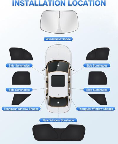 Windshield Sun Shade for Honda Civic 10th Gen 2016-2021 (NOT for Hatchback) Side Rear Window Shade Cover Set Full Window Sun Visor Blocker Privacy Cover Keep Vehicle Cool Black 8PCS in Kuwait