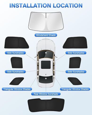 Windshield Sun Shade for Honda Civic 10th Gen 2016-2021 (NOT for Hatchback) Side Rear Window Shade Cover Set Full Window Sun Visor Blocker Privacy Cover Keep Vehicle Cool Black 8PCS in Kuwait