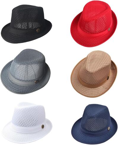 2/6 قطعة الصيف شبكة فيدورا سيدة تريلبي بنما قبعة باردة تنفس طوي الشمس الشاطئ القش قصيرة قبعة بحافة للرجال والنساء in Kuwait