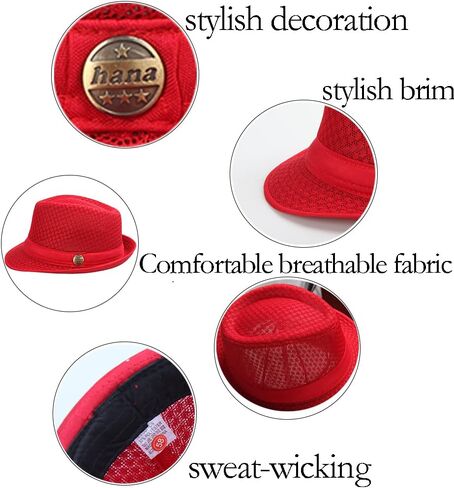 2/6 قطعة الصيف شبكة فيدورا سيدة تريلبي بنما قبعة باردة تنفس طوي الشمس الشاطئ القش قصيرة قبعة بحافة للرجال والنساء in Kuwait