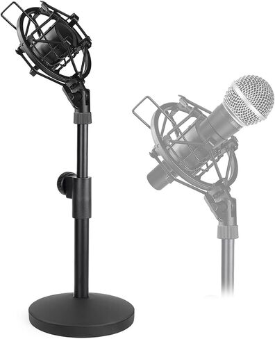 حامل ميكروفون مكتبي، حامل ميكروفون طاولة قابل للتعديل مع حامل حامل للصدمات لميكروفون Shure SM58-LC SM57-LC الديناميكي القلبي من Frgyee in Kuwait