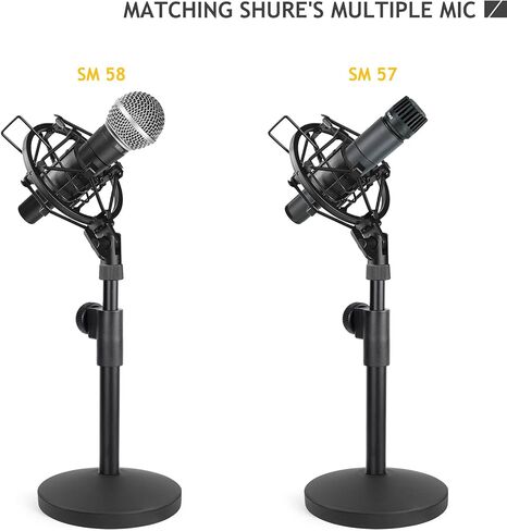حامل ميكروفون مكتبي، حامل ميكروفون طاولة قابل للتعديل مع حامل حامل للصدمات لميكروفون Shure SM58-LC SM57-LC الديناميكي القلبي من Frgyee in Kuwait