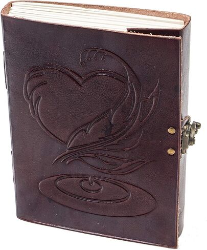 ANUENT Leather Journal Notebook Diary Vintage Heart Embossed Scrap Book Drawing Book Personal Diary in Kuwait