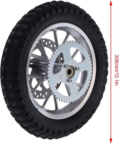 Rear Wheel Rim Tire,12.5x2.75in Mini Rear Wheel Anti Skid Rubber Steel Alloy for 47cc 49cc 2 Stroke Dirt Bike(Silver) in Saudi Arabia