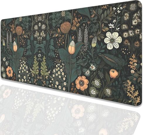 لوحة ماوس داكنة من Cottagecore، لوحة مكتب مزهرة، لوحة ماوس نباتية، سجادة مكتب عتيقة، لوحة ماوس على شكل زهرة برية مع حواف مخيطة، قاعدة ماوس مطاطية مقاومة للماء غير قابلة للانزلاق للعمل المكتبي والمنزل (27.5 × 11.8 بوصة) in Kuwait