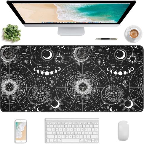 Extended Gaming Mouse Pad, XXL Large Mouse Mat 30 x 14 Inch, Big Computer Keyboard Mousepad, Waterproof Desk Pad with Stitched Edges and Non-Slip Base for Office Gaming, Black Cracked Marble in Saudi Arabia