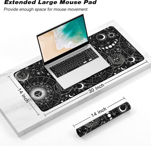 Extended Gaming Mouse Pad, XXL Large Mouse Mat 30 x 14 Inch, Big Computer Keyboard Mousepad, Waterproof Desk Pad with Stitched Edges and Non-Slip Base for Office Gaming, Black Cracked Marble in Saudi Arabia