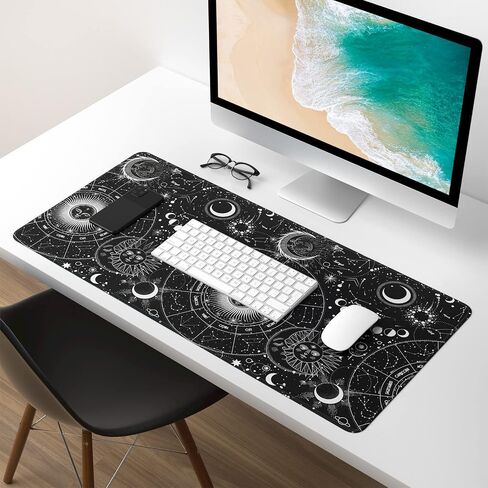Extended Gaming Mouse Pad, XXL Large Mouse Mat 30 x 14 Inch, Big Computer Keyboard Mousepad, Waterproof Desk Pad with Stitched Edges and Non-Slip Base for Office Gaming, Black Cracked Marble in Saudi Arabia